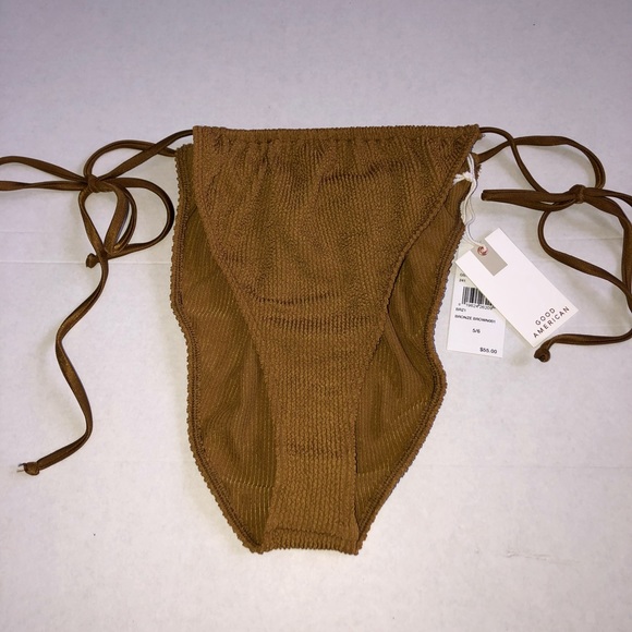 Good American Tiny Ties Bikini Top Swimsuit in Bronze - Size 5/6 XXL- NWT set - Picture 8 of 16